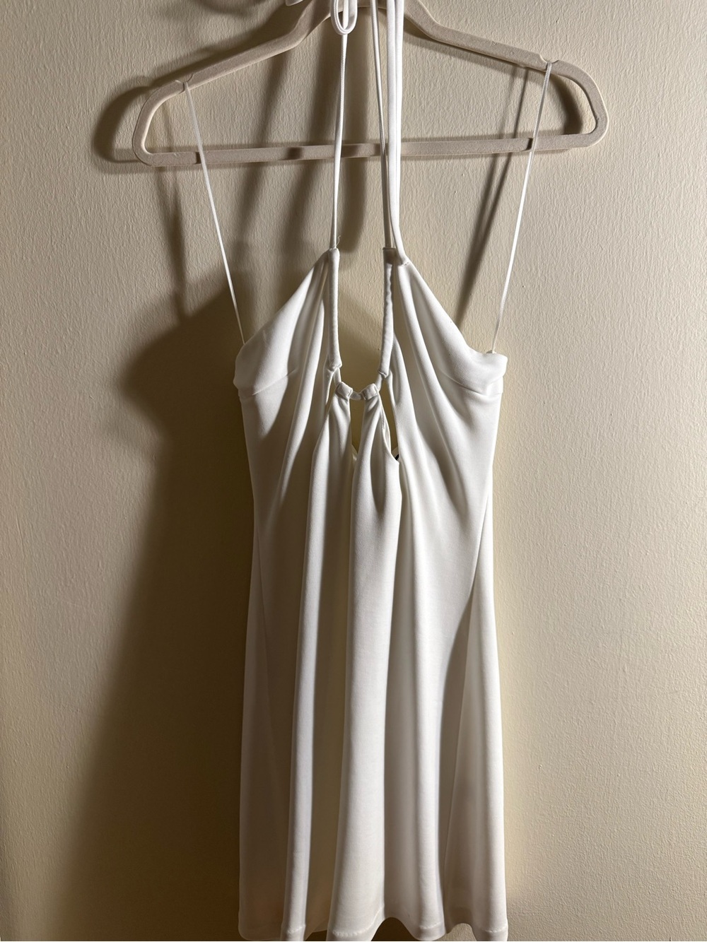 White Halter Tie-Front Mini Dress